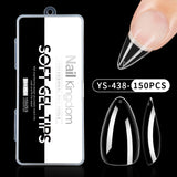 Nail Tips Full number of special nail pads for nail salons, transparent and seamless 150 pcs, boxed press on nails pads, almond trapezoidal fake nails.