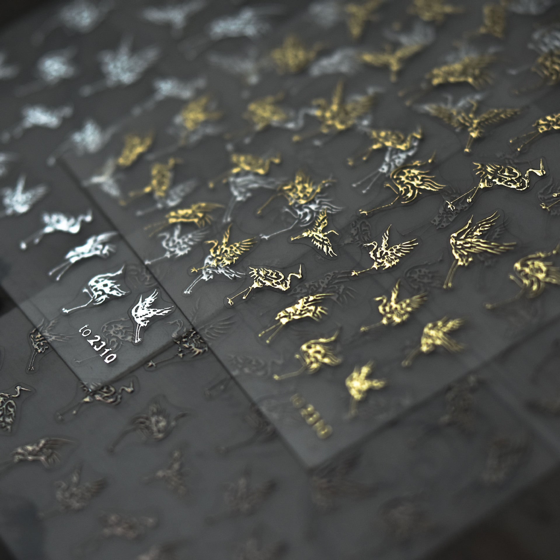 Oriental Phoenix & Cloud: "Celestial Phoenix Scroll" – 5D Embossed Nail Sticker