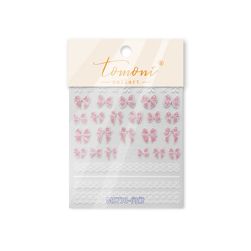365nails: "Pink Glitter Bow & Lace" – nail art stickers