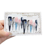 Midnight Floral Contrast Art Press On Nail Set