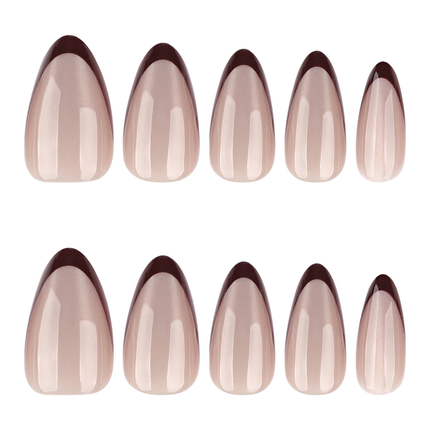 Cat eye flash wearable french red manicure nail pieces medium short almond nails