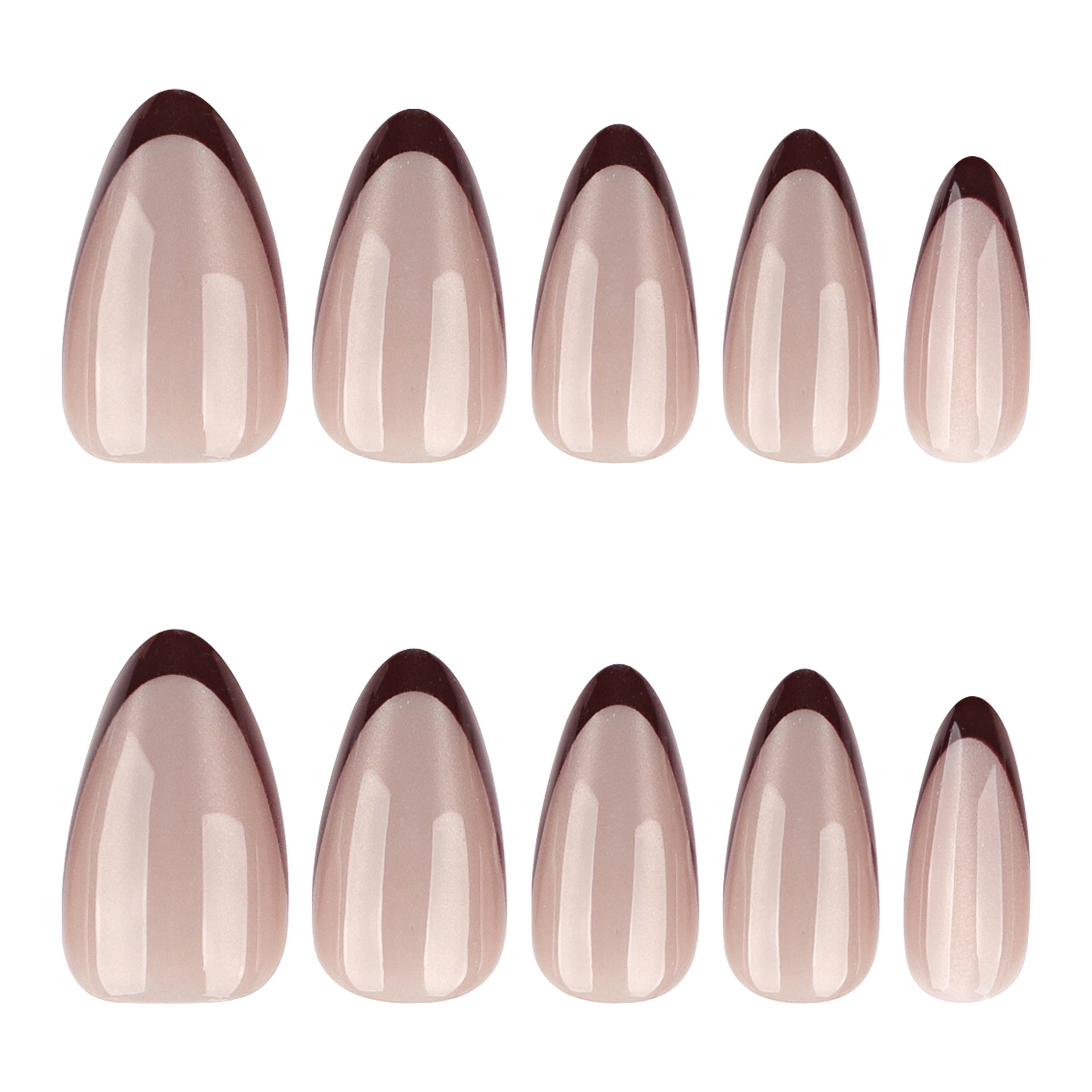 Cat eye flash wearable french red manicure nail pieces medium short almond nails