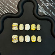 365nails: Agrumes dorés – Ongles forme carrée faits main sculptés 3D avec motifs de fruits