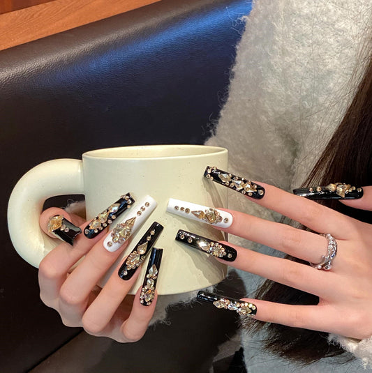 Extra long funny cartoon cute handmade nails personalized  hand-painted fake nails removable nail | 365nails