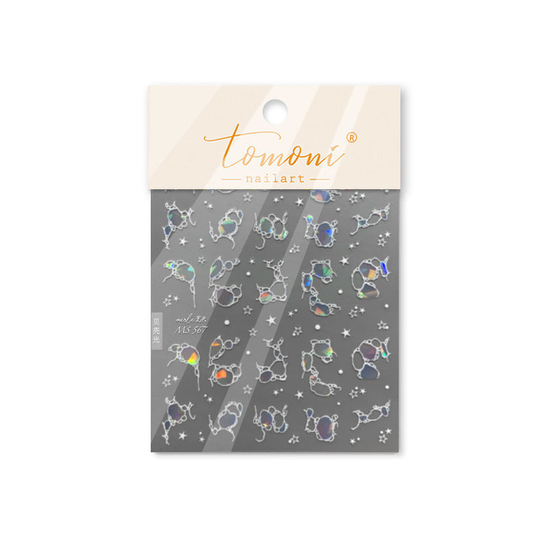 Coleção Shell Shard Star: "Iridescent Shimmer" – Adesivo de Unha Holográfico 3D