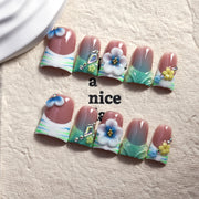Pastel Floral Gradient Sculpted Press On Nails