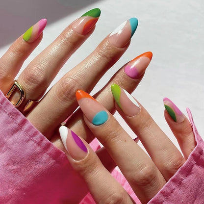 Multi-color French Edge Nail  Wholesale Press on nails Medium and Long Nail  Press on nails  Finished Product Wholesale｜365nails