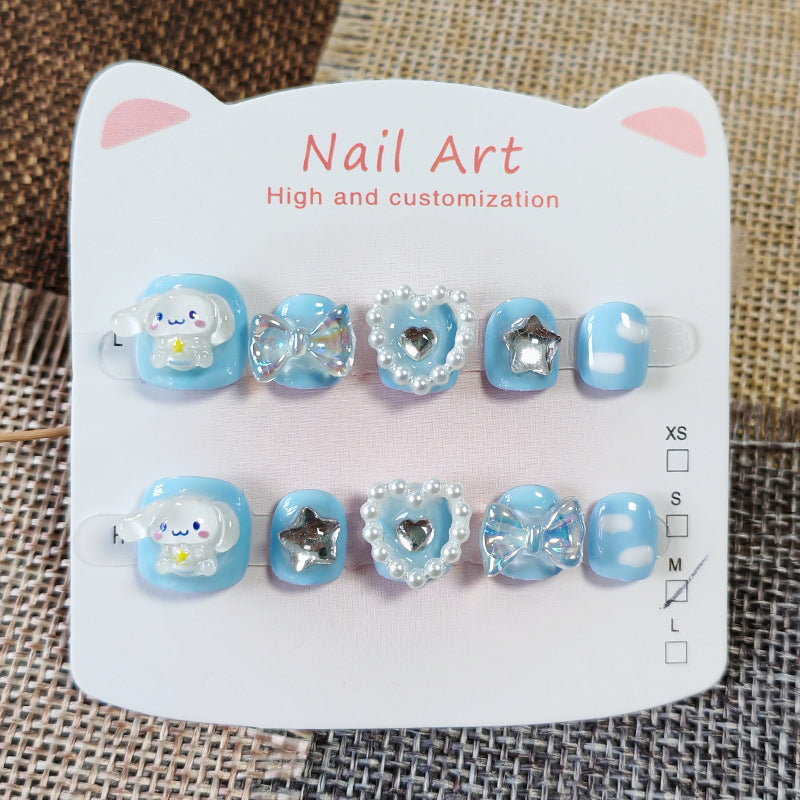 365nails: "cloudy cinnamoroll" – short round handmade kids press-on nails