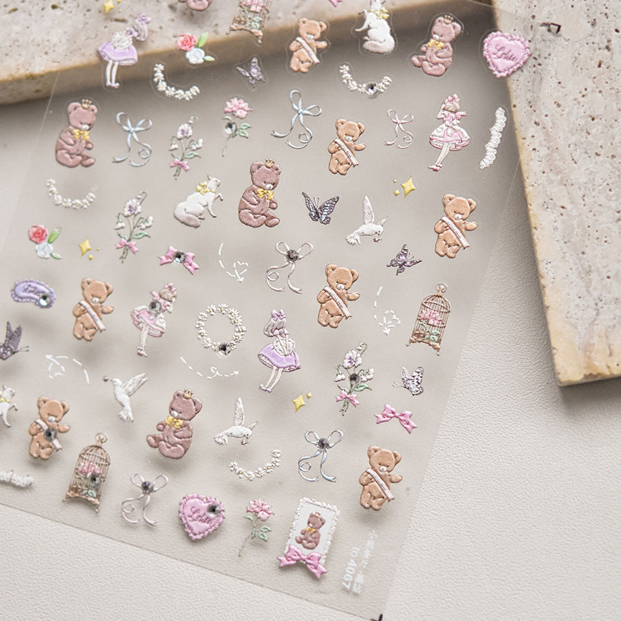 365nails: "Pastel Teddy & Ballet Girl" – nail art stickers