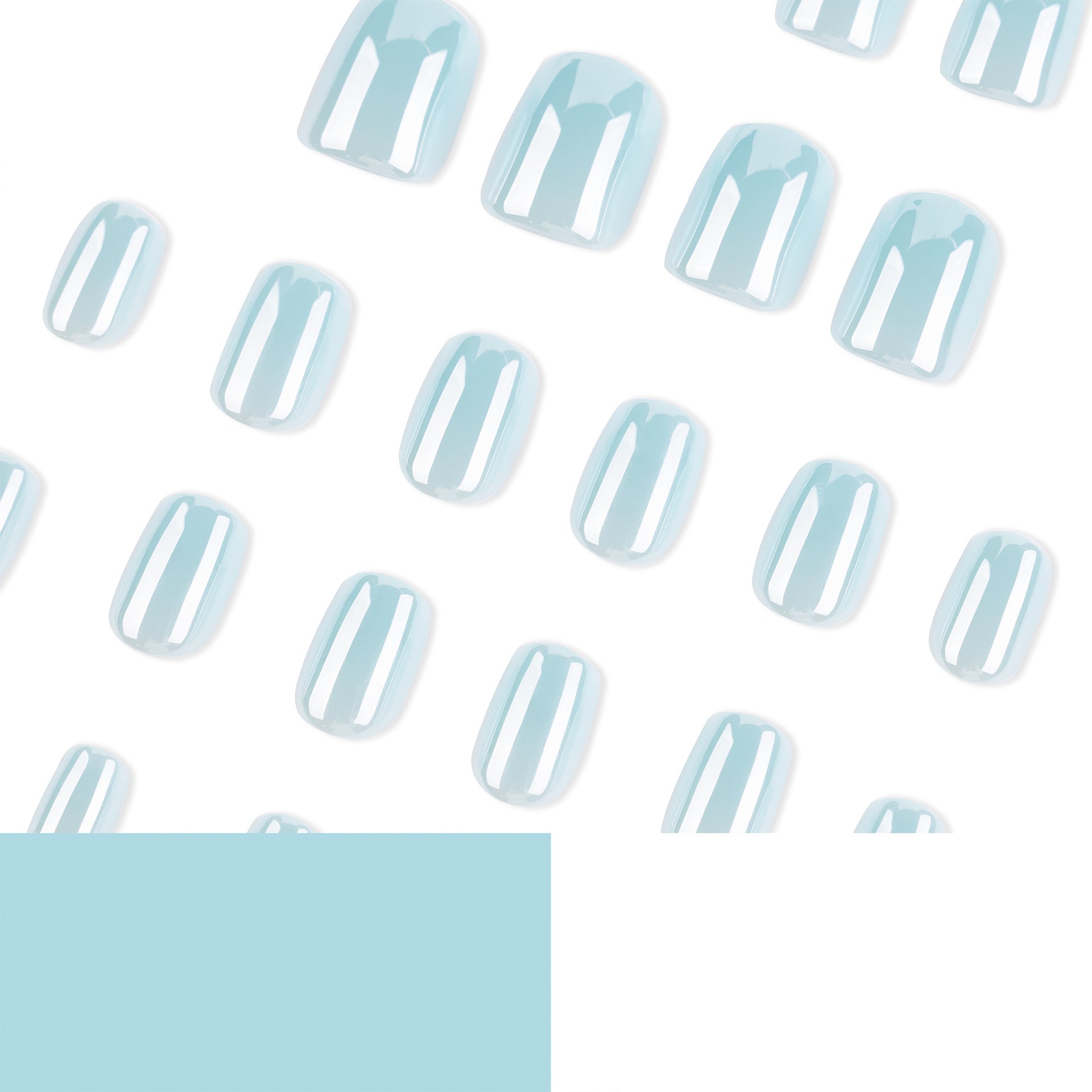 365nails: "Soft Sky Blue Short Square" – Glossy Solid Press-on Nails
