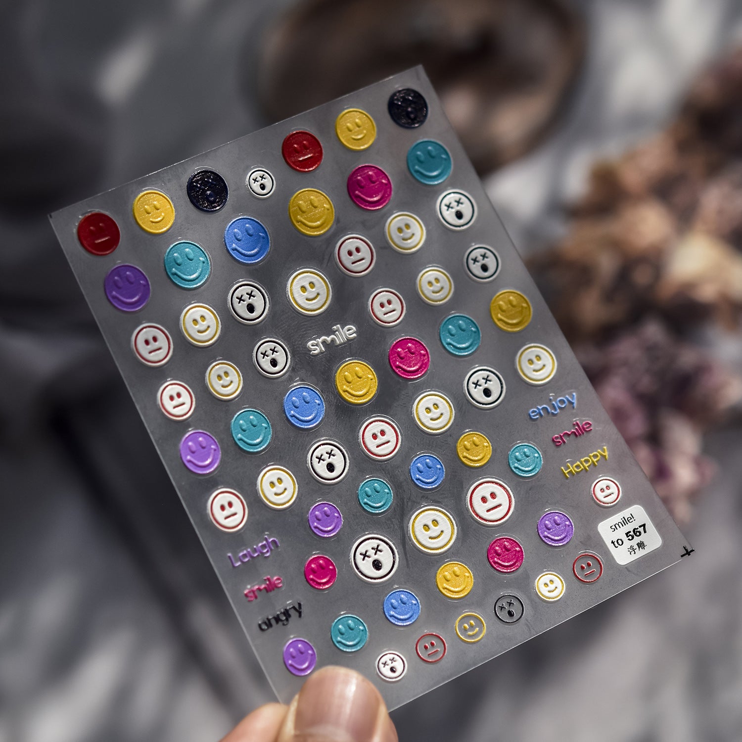 Rainbow Smiley Collection: "Happy Day" – 3D Embossed Nail Sticker