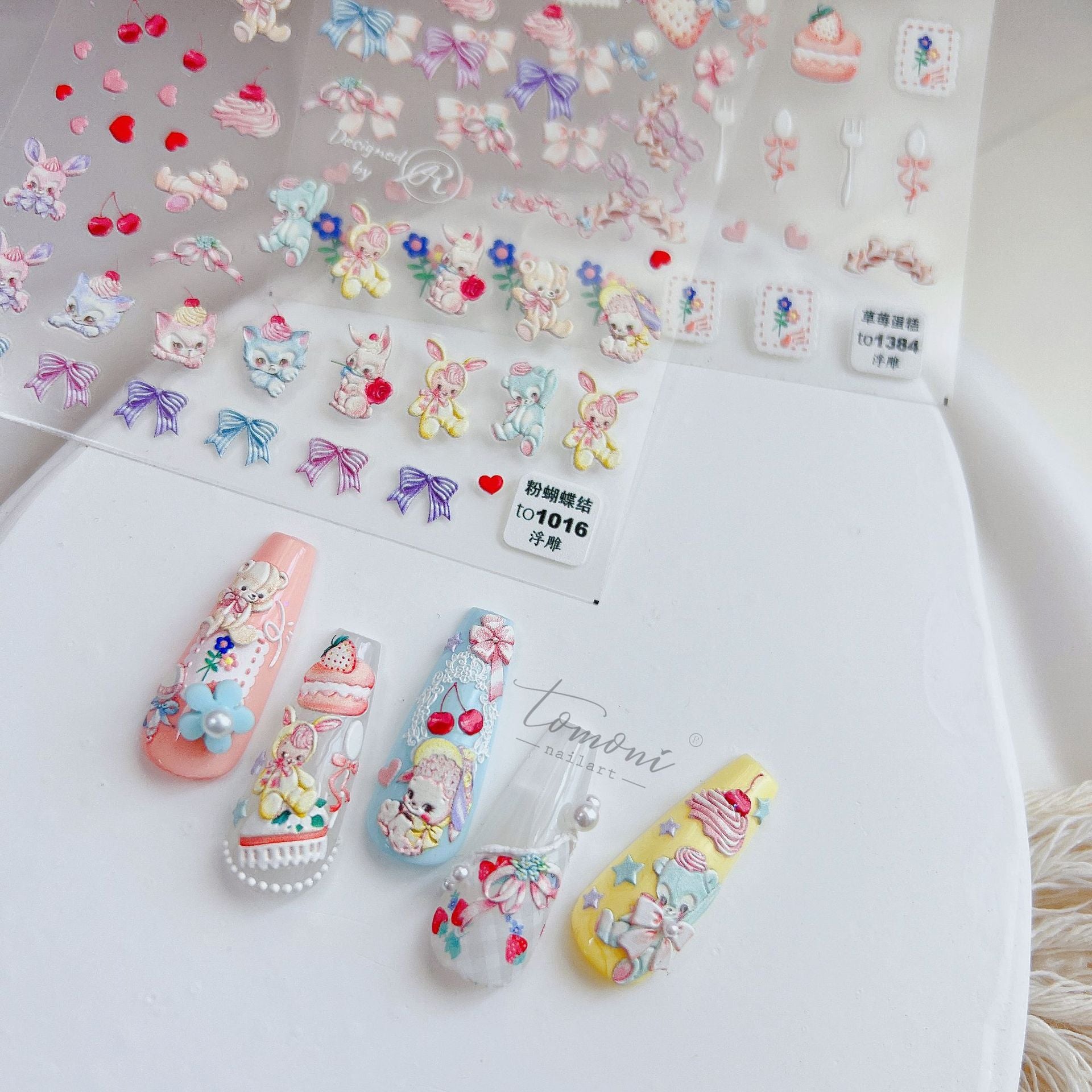 365nails: "Nœud pastel dessert animal mignon" – Autocollants de nail art