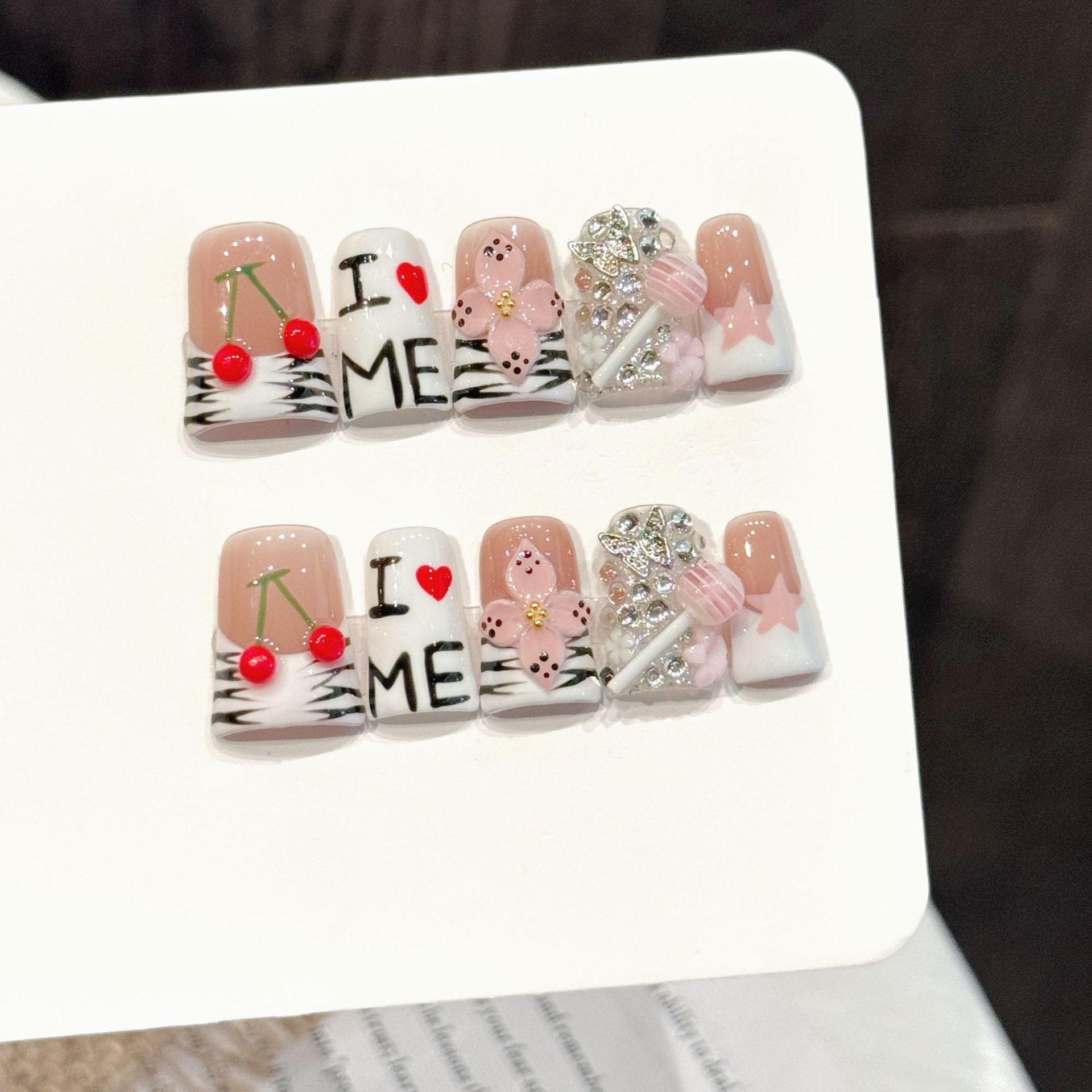 Cherry Love Letter Cute Press On Nails