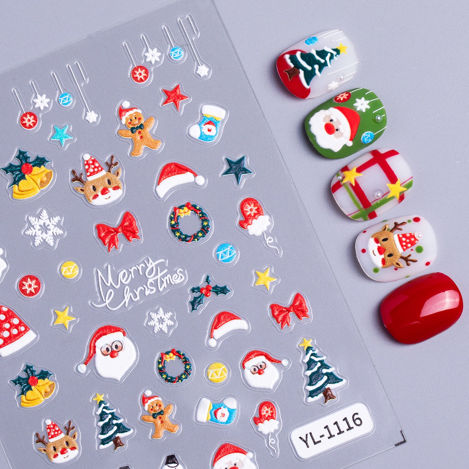 Christmas series nail art sticker 5D relief three-dimensional cute snowman DIY Christmas nail sticker jewelry YL