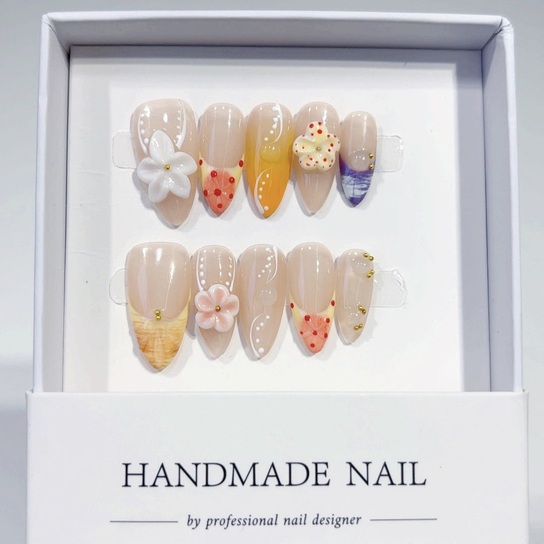 Pastel Garden: "Sussurro Florescente" – Unhas Postiças Longas Amendoada