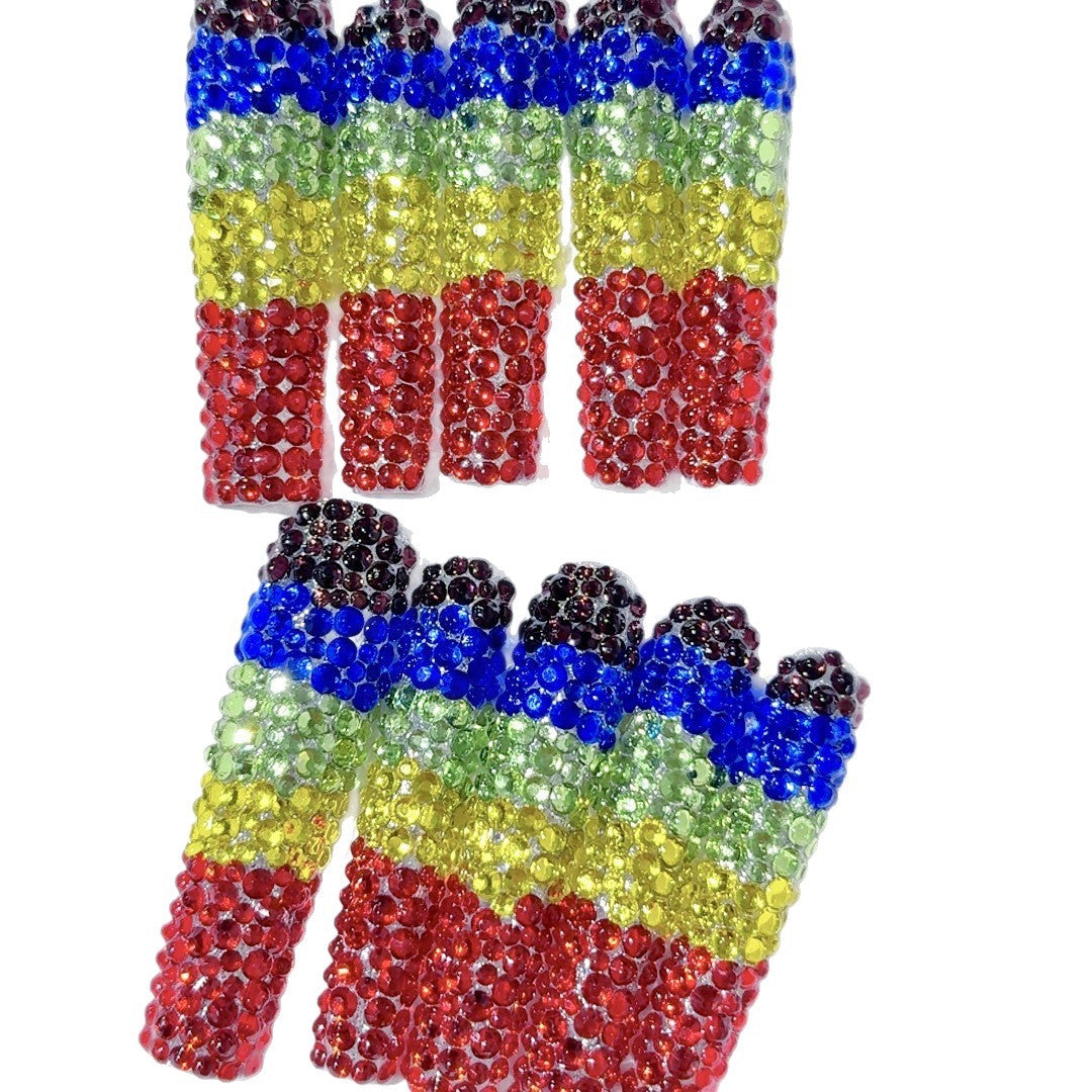 Rainbow Crystal Gradient Sparkle Press On Nail Set