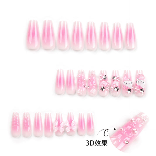 Cute Hello Kitty  three-dimensional water ripple nail art nail sticker bow ｜365nails
