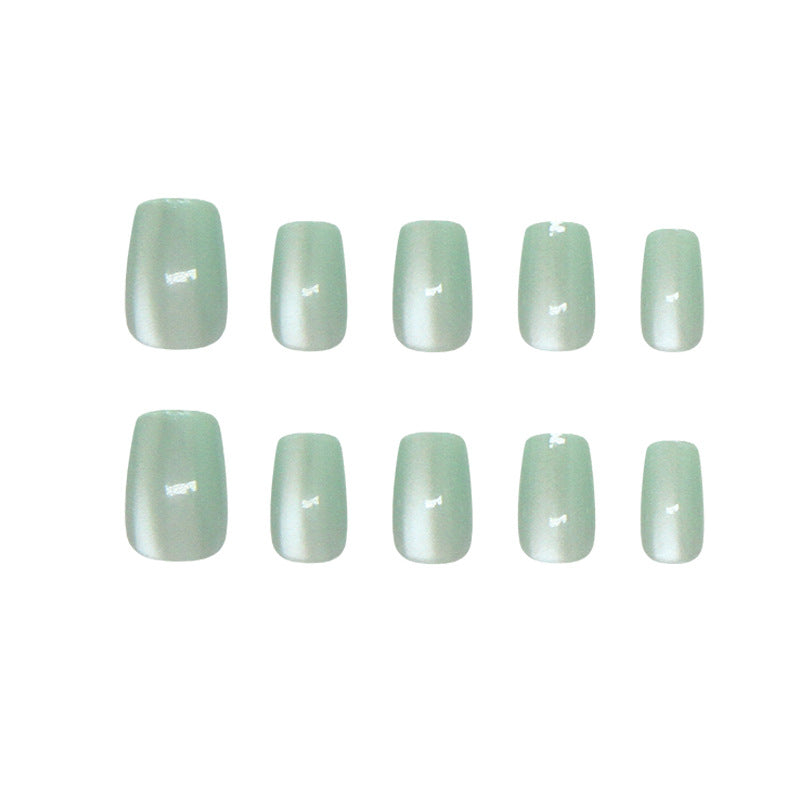 Nail Tips  Prefabricated nail Refreshing Mint Green Province Light Green cat eye Solid Color Simple and White  30 pieces｜365nails