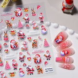 Original Christmas snowman manicure sticker 5D relief three-dimensional colored Christmas tree DIY nail sticker jewelry AA