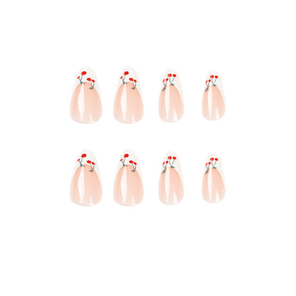Venta al por mayor de productos terminados de decoración de uñas con borde blanco francés. Cereza pequeña, decoración de uñas extraíble al por mayor | 365nails