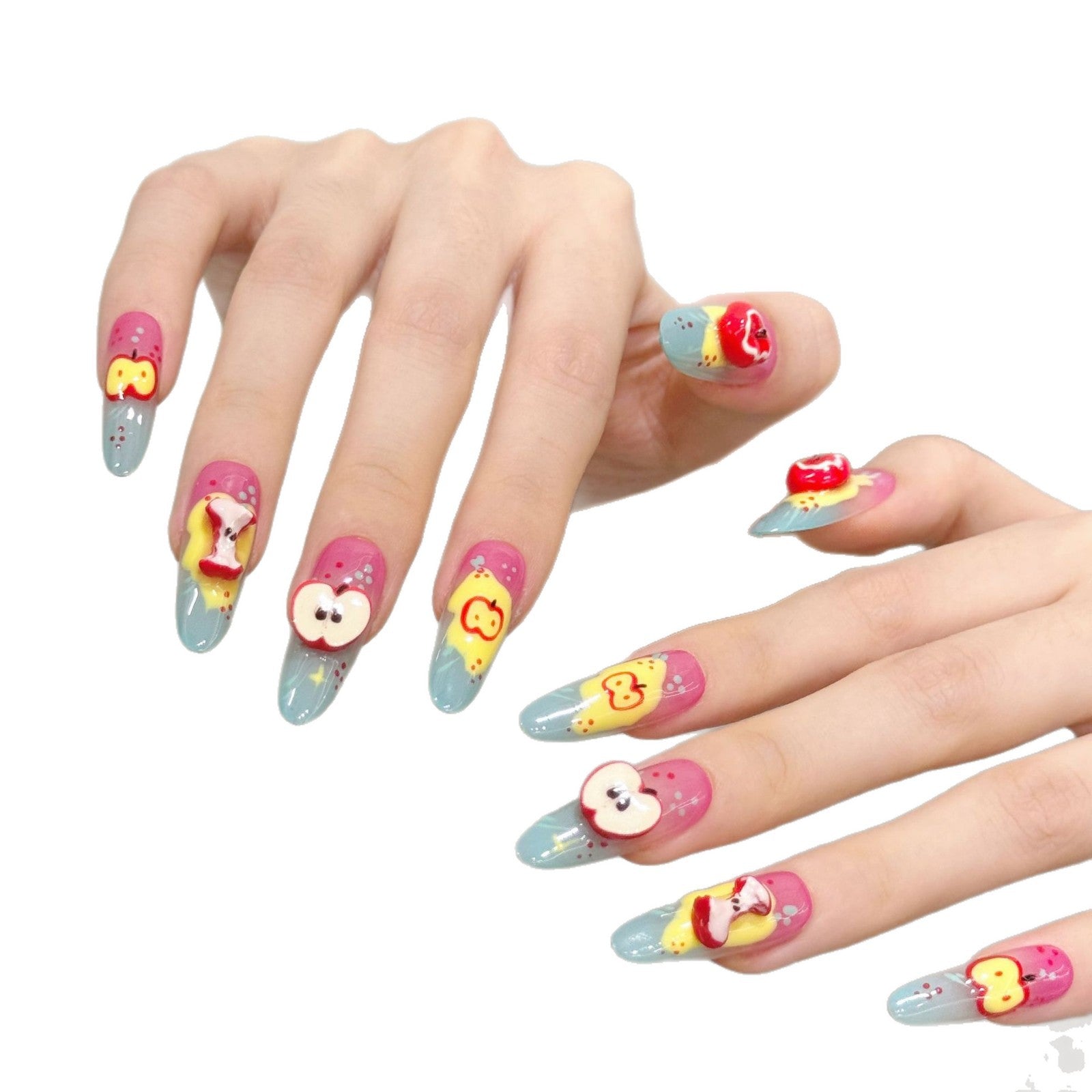 365nails: "Apple Party" – 3D Watermelon & Fruit Art Coffin Nails