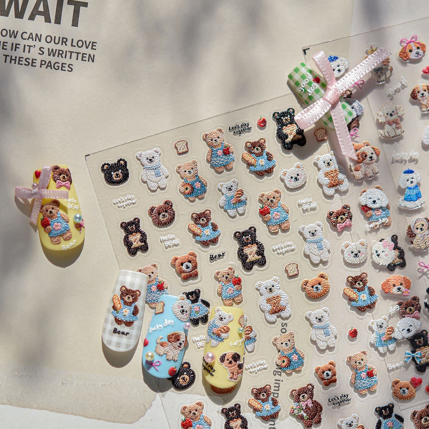 Cute Cat Emboss – Pet Lover Nail Art Stickers