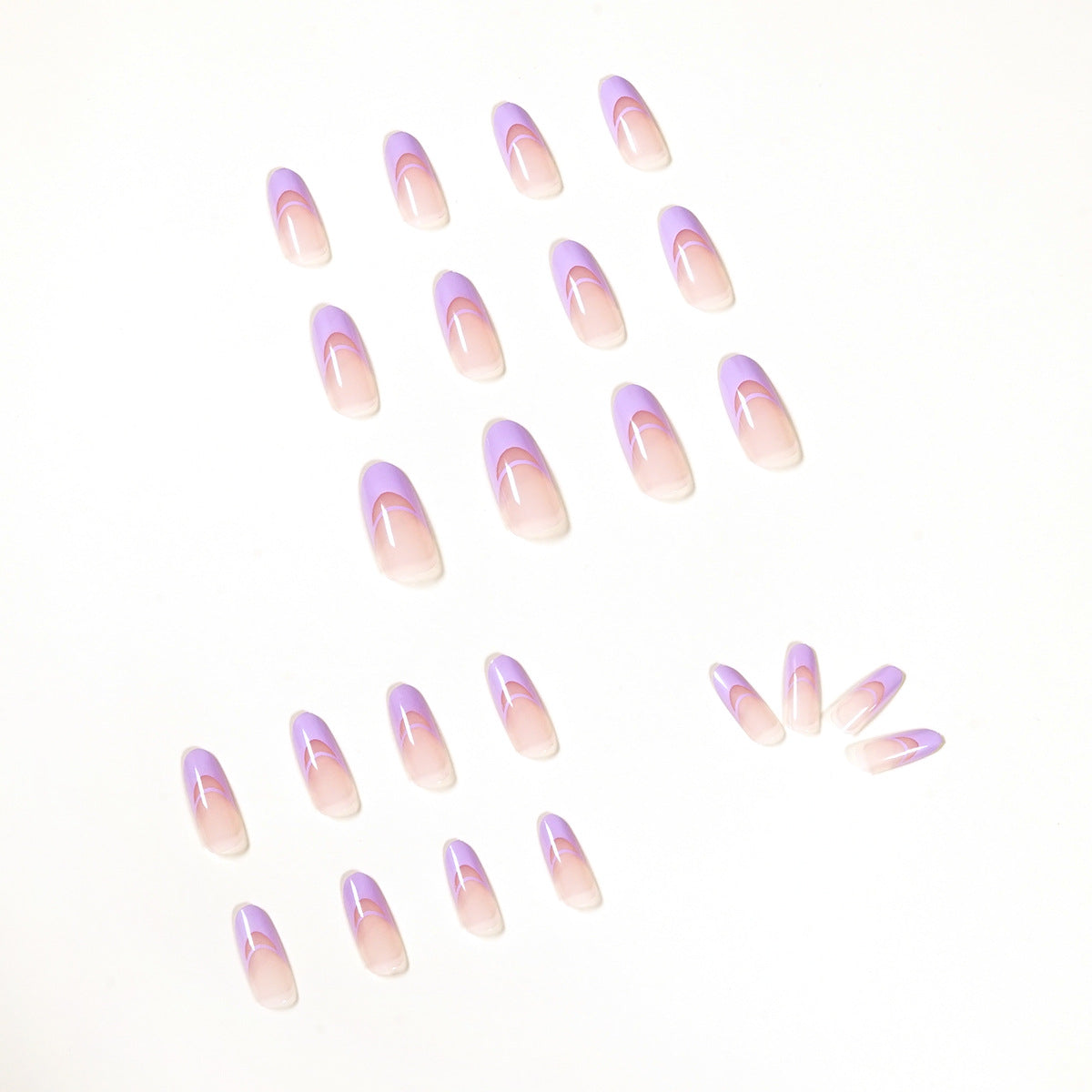 Fornecimento direto de unhas postiças duplas de lavanda simples com prensa francesa em unhas postiças removíveis｜365 unhas