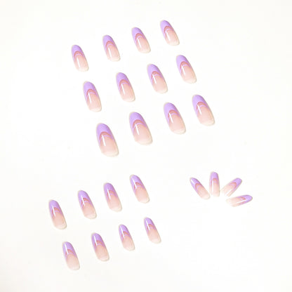 Fornecimento direto de unhas postiças duplas de lavanda simples com prensa francesa em unhas postiças removíveis｜365 unhas
