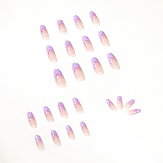 Fornecimento direto de unhas postiças duplas de lavanda simples com prensa francesa em unhas postiças removíveis｜365 unhas