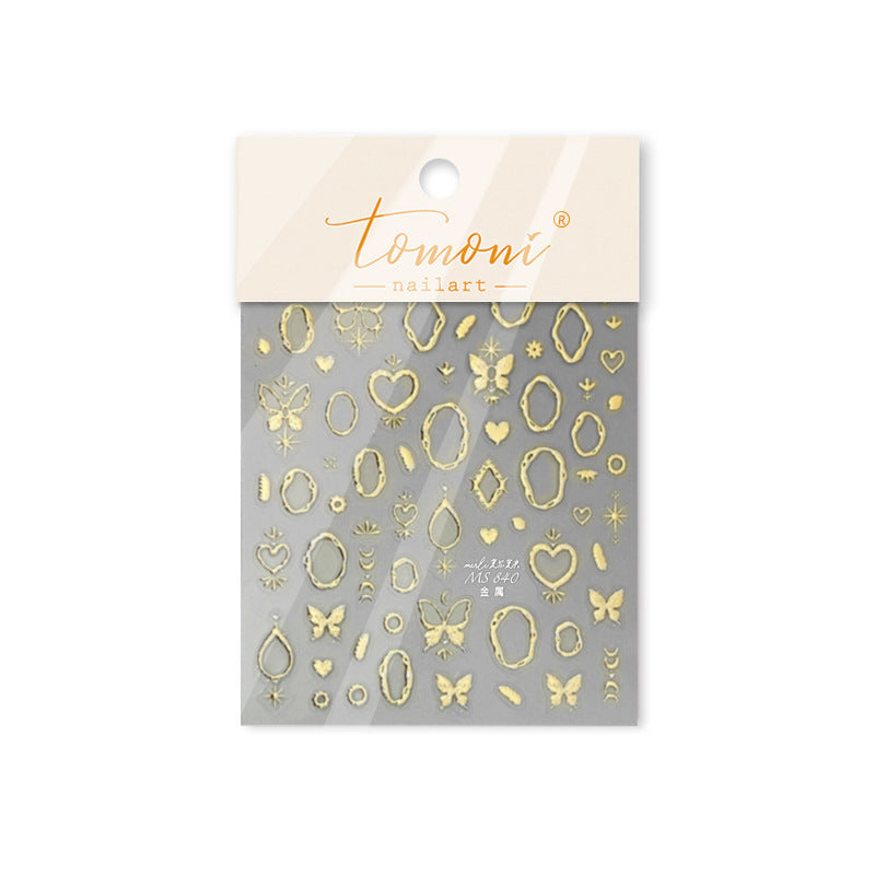 Metallic Iridescent Gem Collection: "Luxury Iridescent Gem & Star" – 3D Embossed Nail Sticker