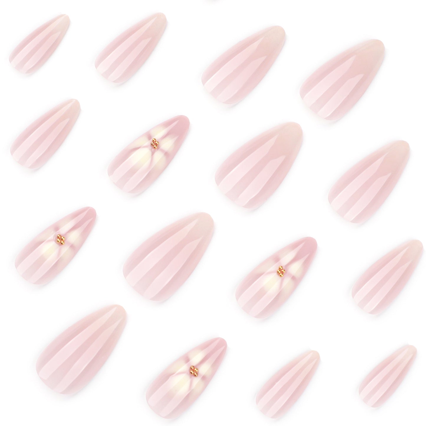 Simple white fresh flower almond press-on nails