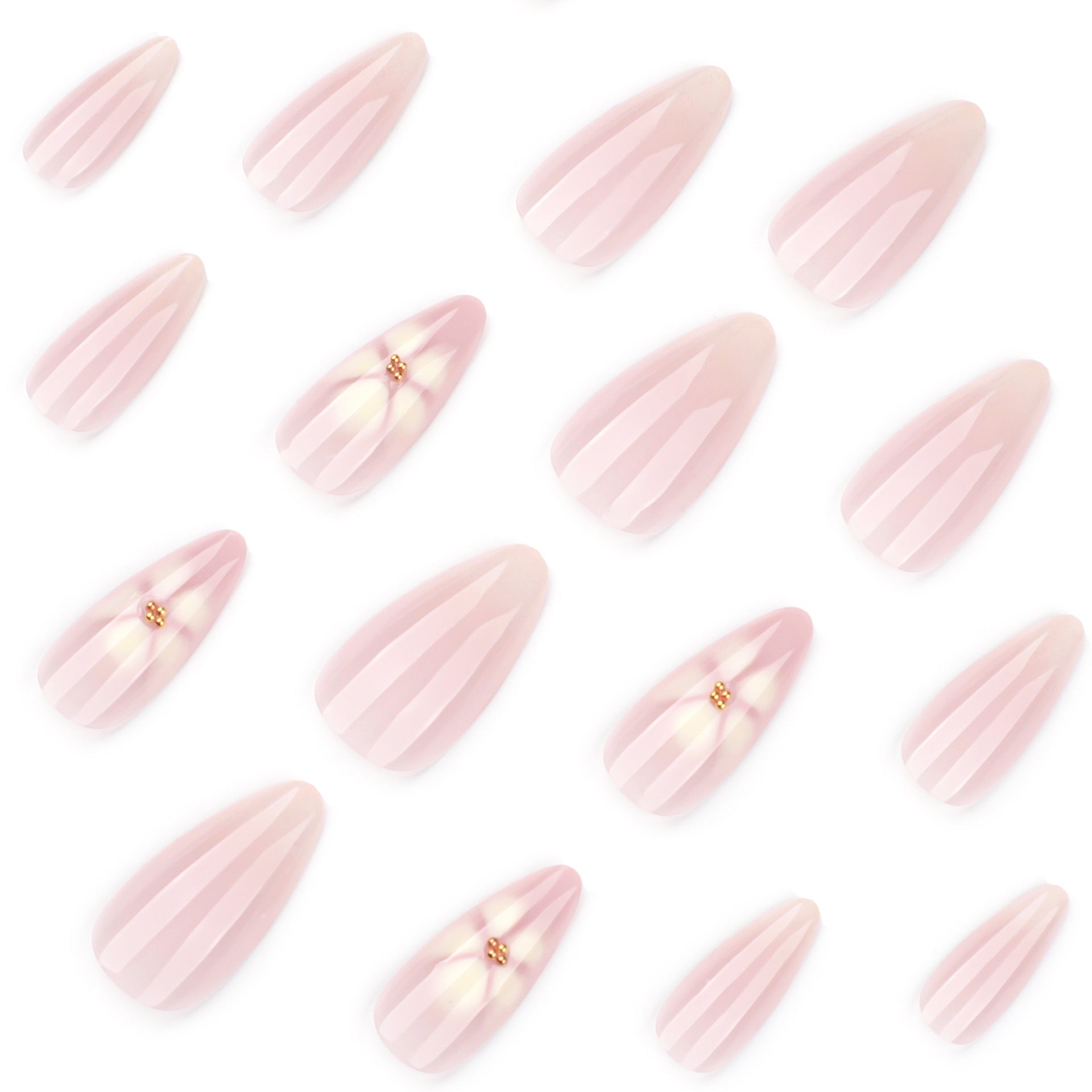 Simple white fresh flower almond press-on nails