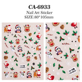 Christmas Atmosphere Nail Art Sticker 5D Embossed Three-dimensional Santa Elk Nail Sticker Ornament CA