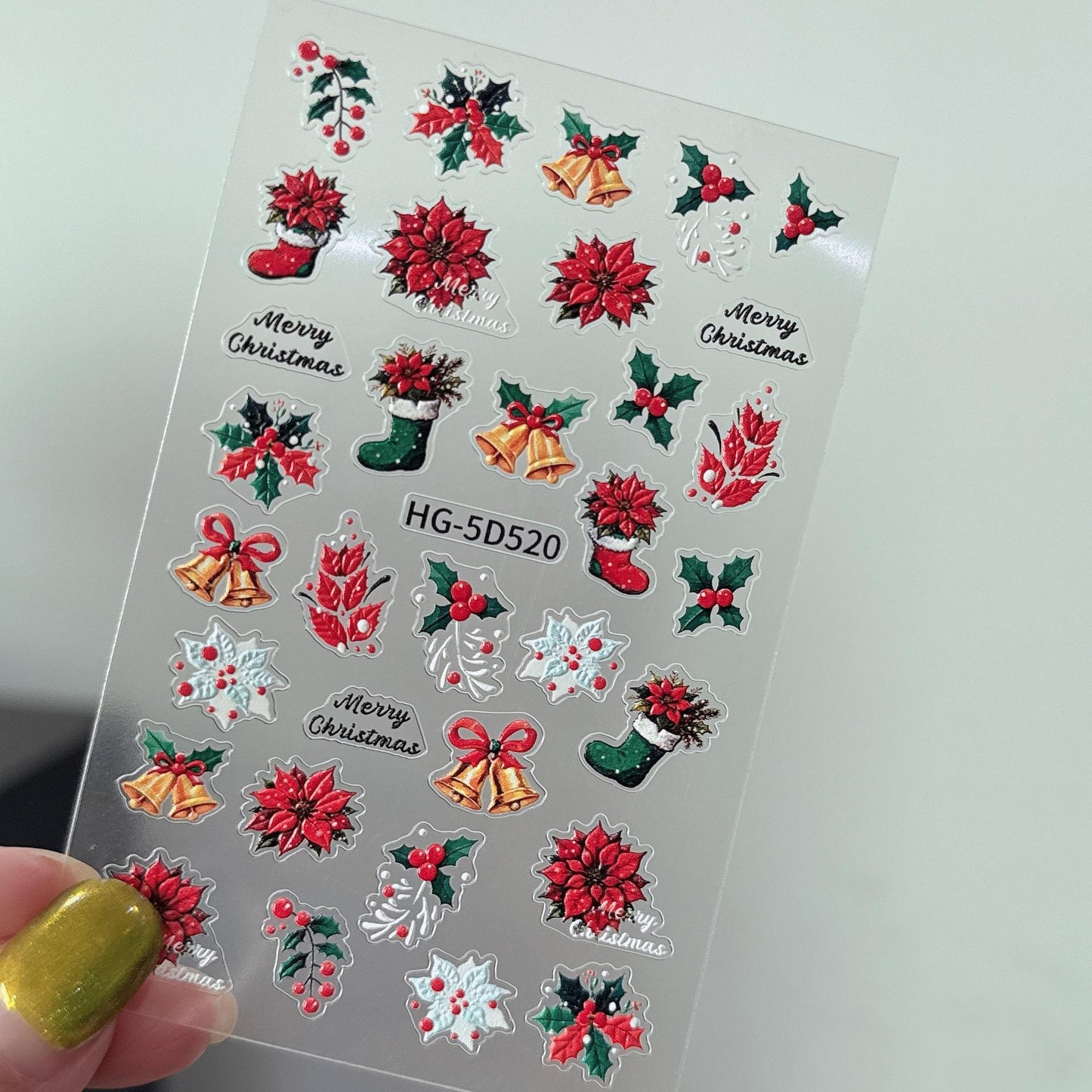 Original Christmas nail sticker 5D relief three-dimensional happy Christmas atmosphere elements DIY nail sticker HG model
