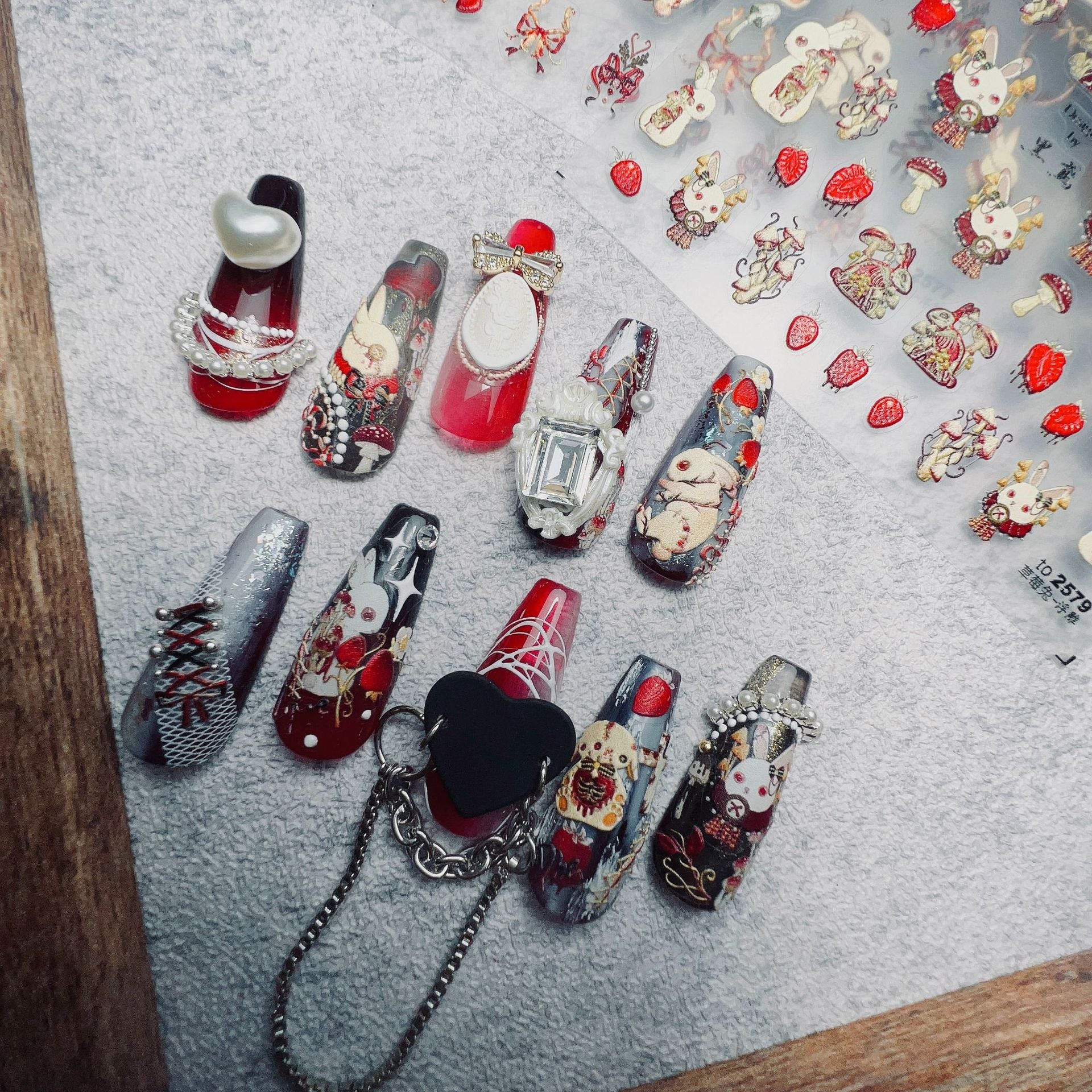 365nails: 고딕 토끼 해골 나비 네일 아트 스티커