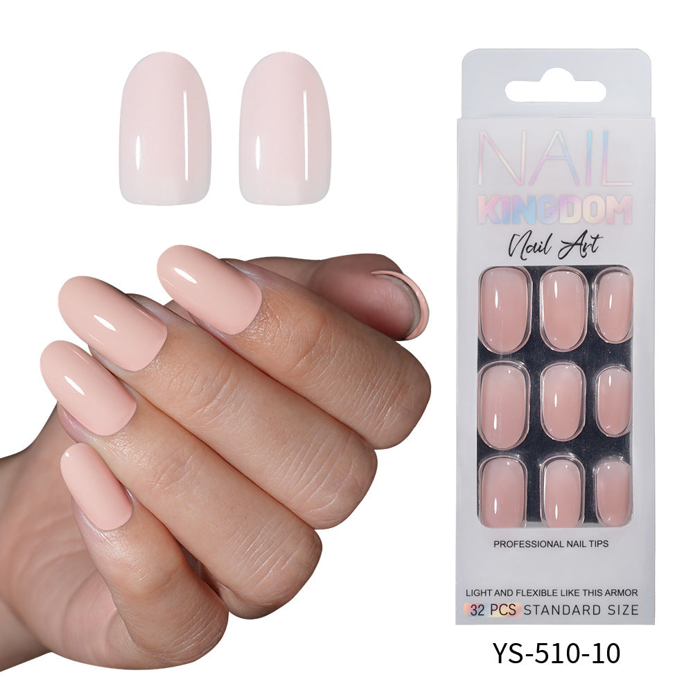 Popular solid color press on nails advanced sense versatile patch nail art short oval removable fake nail piece wholesale