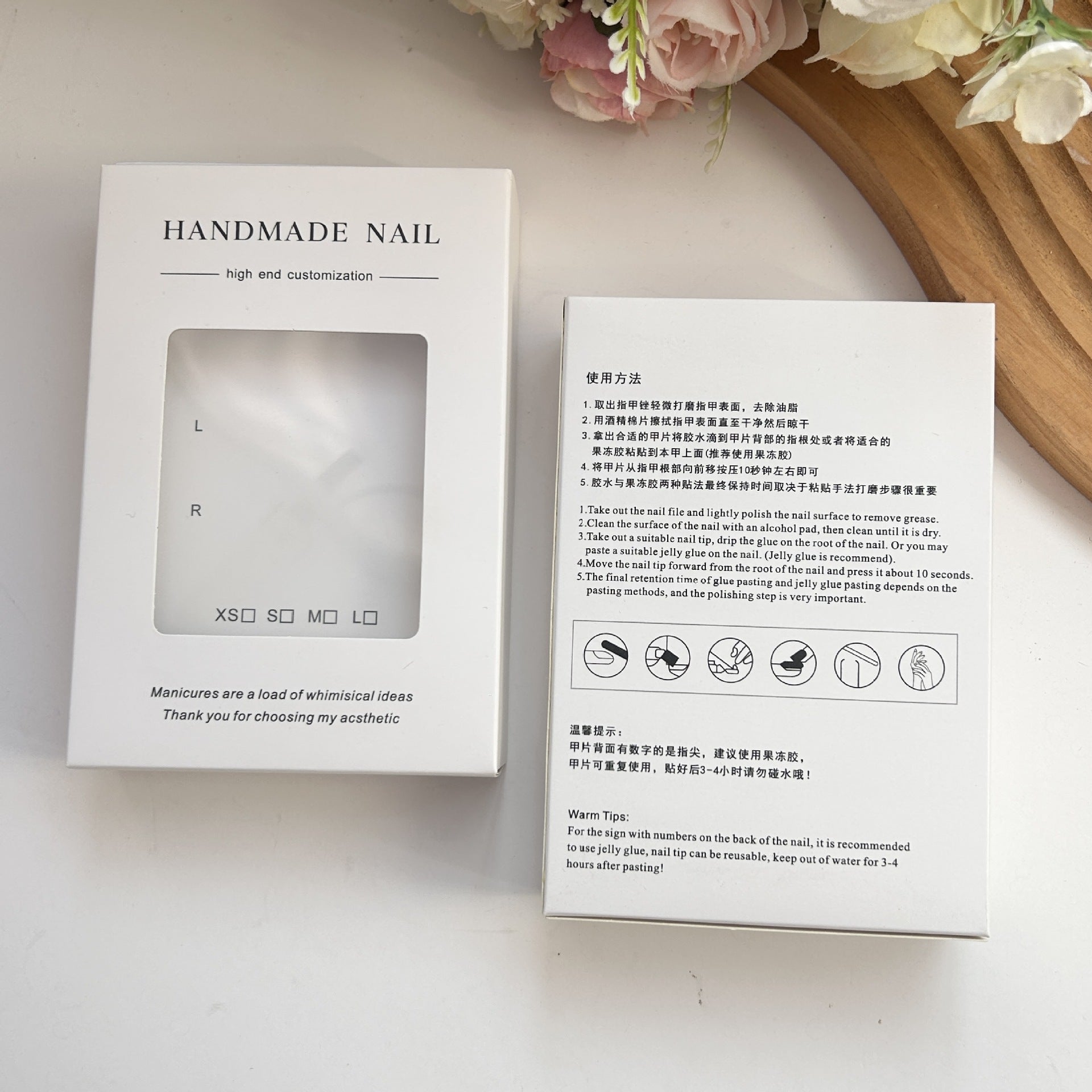 Press‑On Nail Drawer Box with Clear Window – Thick Paper Gift Packaging Box
