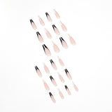 Ballet largo de pato mandarín francés en blanco y negro Uñas postizas para usar Arte de uñas terminado Parche de arte de uñas Uñas postizas Uñas removibles｜365nails