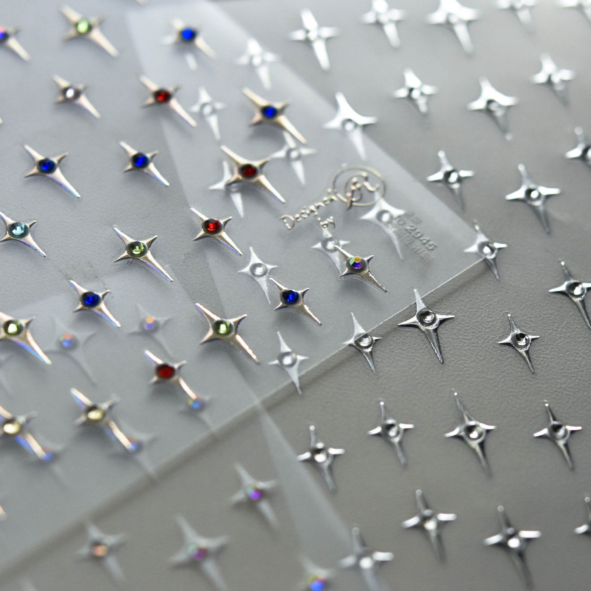 Silver Crystal Quadrangle Star: "Celestial North Star" – 5D Embossed Nail Sticker