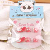 10 three-dimensional love nail pieces, cartoon children's bow wearing nail pieces 3D diamond-encrusted children's nail patches