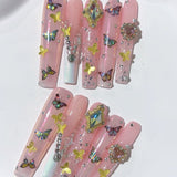 Pink Butterfly Crystal Fantasy Press On Nail Set