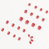 Uñas postizas suaves con estampado de amor en rojo melocotón, con película extraíble, venta de fábrica | 365nails