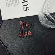 365nails : « Fleur veloutée » – 3D Floral et Mat – Ongles forme stiletto faits main
