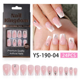 Orange French Floral Crystal Press On Nails (MOQ=3)