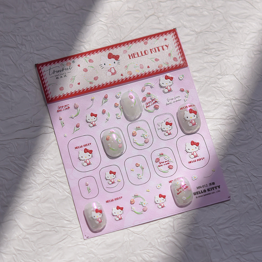 Hello Kitty & Tulip: "Sweet Spring" – 3D Embossed Nail Sticker