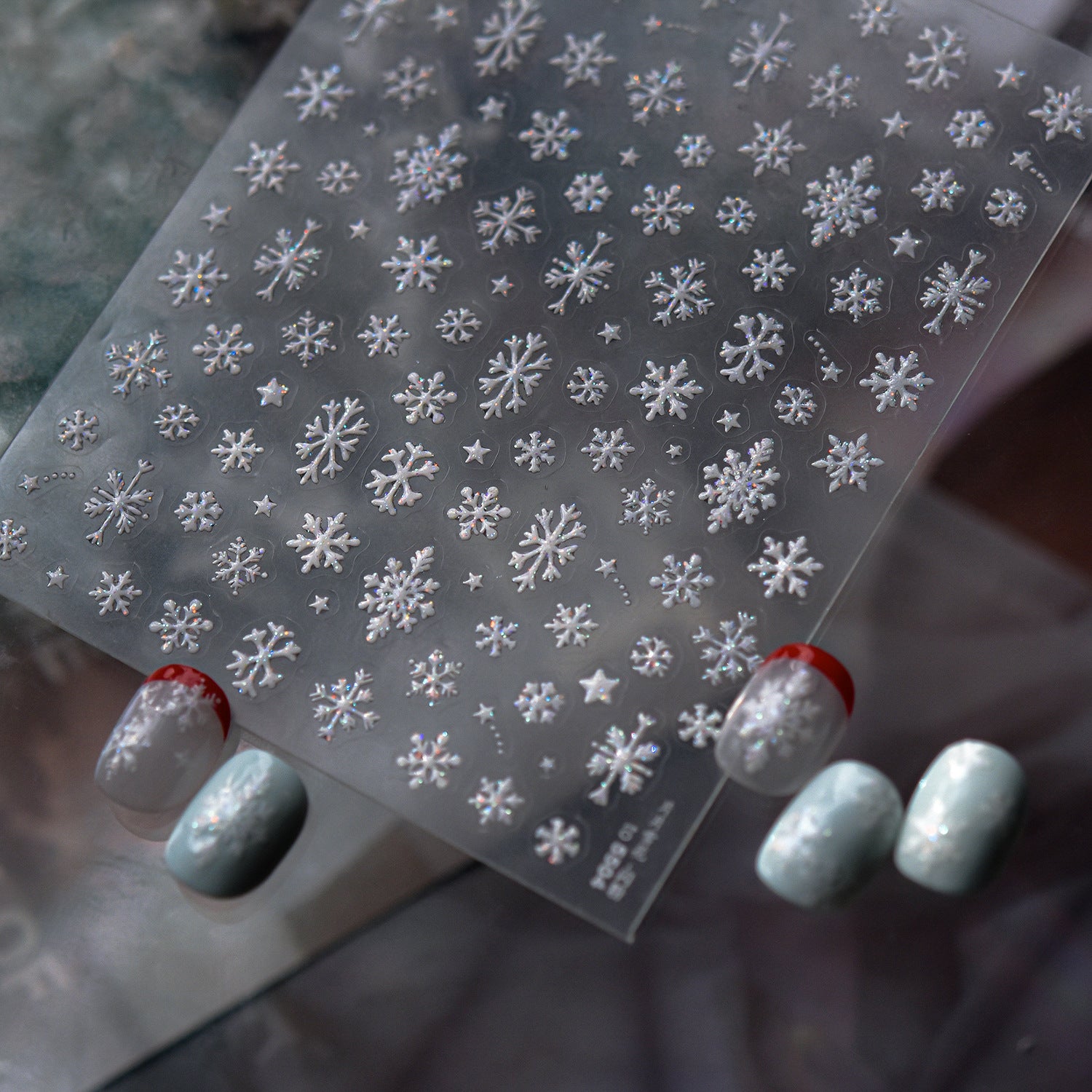 全息雪花 — 5D 浮雕節慶裝飾甲片組