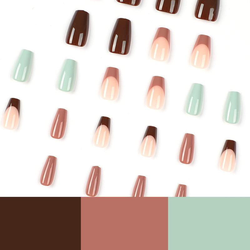 Almofadas para arte de unhas atacado marrom francês, arte de unhas removível e vestível, adesivos para arte de unhas atacado ｜365nails