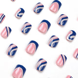 Wear nail pads Wear nail pads, French blue and white contrasting color wave nail pads Wear nail pads Short wear nail pads Wholesale｜365nails