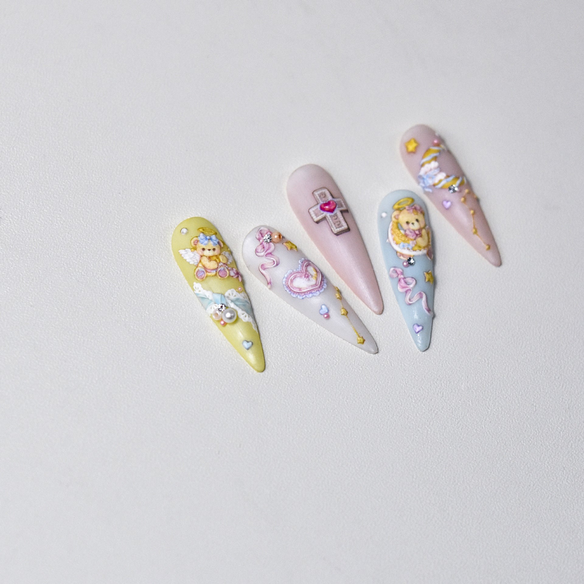 Angel Teddy Collection: "Angelic Teddy" – 3D Embossed Nail Sticker