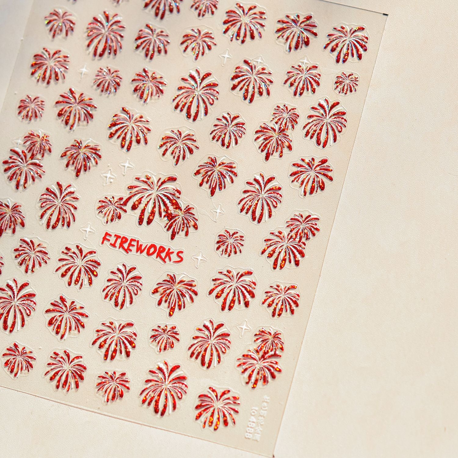 Red Firework Collection: "Festive Firework" – 3D Embossed Nail Sticker